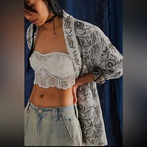 Free People Venus Beaded Eyelet Blazer Jacket